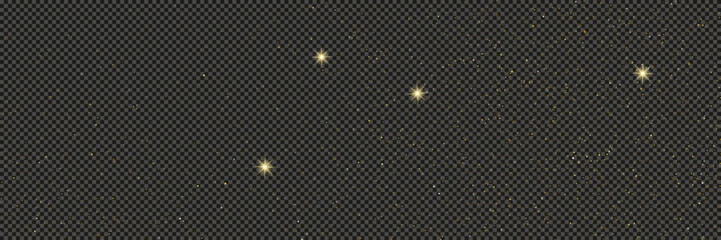 Wall Mural - gold glittering dust with stars on transparent backdrop