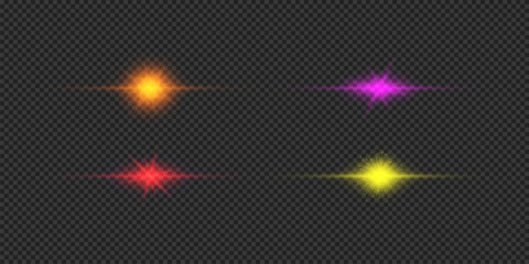Wall Mural - set of multicolor horizontal light effects of lens flares