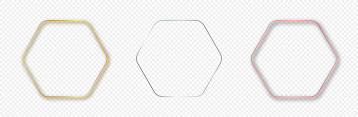 Wall Mural - set of three rounded hexagon frames