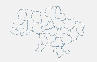  Outline Ukraine map isolated on white background. Ukraine map. Ukraine map outline template. Vector illustration
