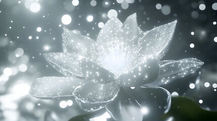 Wall Mural - White flower with sparkling lights in the background creating a serene and delicate atmosphere