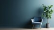 © decorator - An elegant blue chair and lush plant against a chic background for contemporary interior design
