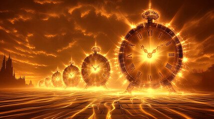 Wall Mural - surreal abstraction of time featuring a clock with a clock face surrounded by abstract elements