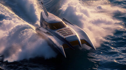 Wall Mural - a high-speed catamaran with a futuristic design sp_009