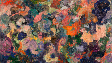 Wall Mural - abstract cosmic landscape painting featuring vibrant colors and diverse textures in a dreamlike sett