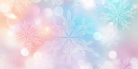 Poster - Snowflakes falling on a pastel background creating a winter wonderland