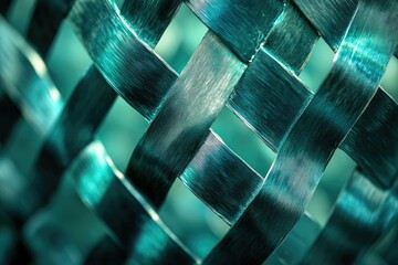 Aufkleber - Close-up of teal woven metal creating an intricate, textured pattern.