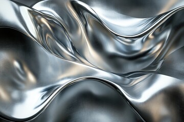Aufkleber - Abstract image of flowing, brushed metallic surface with gleaming highlights and smooth curves.