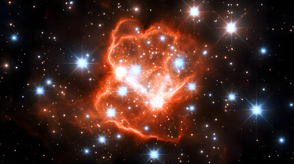 Wall Mural - abstract visualization of a cluster of stars and cosmic elements in a dark space background