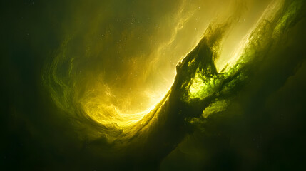 Wall Mural - abstract visualization of a large green cloud with textured patterns and shapes in a digital environ