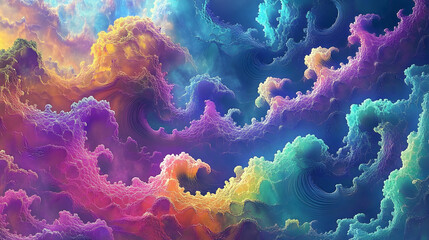 Wall Mural - artistic abstraction of colorful clouds with soft textures and gradients in a vibrant sky background