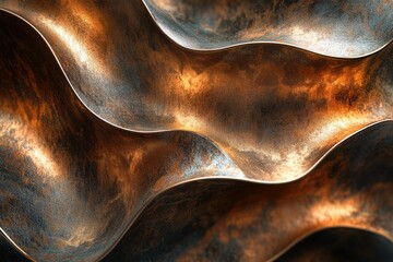Aufkleber - Abstract bronze metal texture with wavy, undulating patterns and a rustic, aged appearance.
