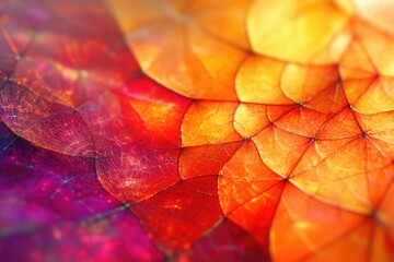 Poster - Intricate network of vibrant red and orange leaves, a mesmerizing autumnal abstract.