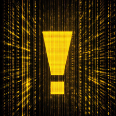 Aufkleber - Large yellow exclamation point formed by data flowing in cyberspace