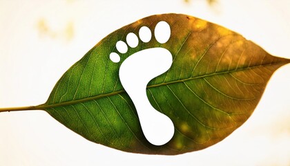 Poster - Creative Expression With a Barefoot Print Elegantly Placed Over a Vibrant Leaf Imprint