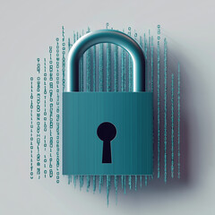 Fototapete - Closed padlock protecting binary code data stream: cybersecurity concept