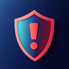 Fototapete - Shield protecting exclamation point symbolizing security alert and warning notification