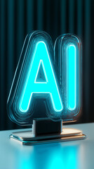 Leinwandbilder - Glowing ai sign representing artificial intelligence and machine learning