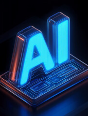 Leinwandbilder - Glowing ai lettering floating above microchip: artificial intelligence concept