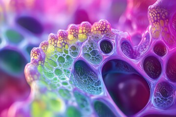 Poster - Abstract colorful fractal art depicting a vibrant, bubbly, organic structure resembling a psychedelic cell or organism.
