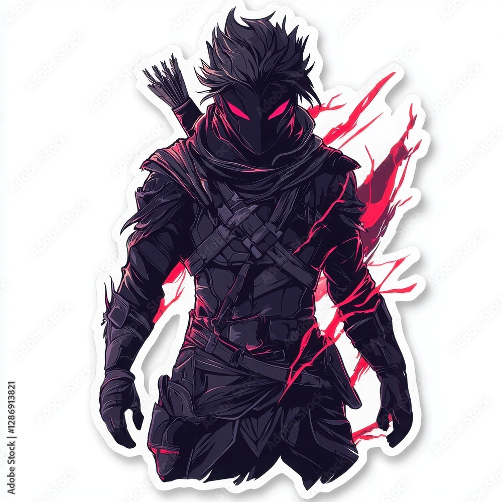 Dark fantasy illustration of a male warrior, clad in black armor with ...