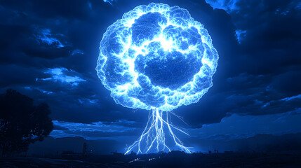 Wall Mural - abstract representation of a large cloud with explosive colors and shapes in a dynamic composition
