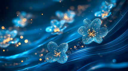 two butterflies resting on a blue background with tulip flowers in an artistic composition