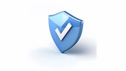 Wall Mural - cartoon 3d icon safety shield check mark perspective . blue symbol security safety icon. checkmark i