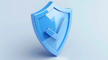 Wall Mural - cartoon 3d Icon safety shield check mark perspective . Blue symbol security safety icon. Checkmark in minimalistic style. 3d vector illustration. white background