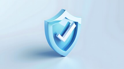 Wall Mural - cartoon 3d icon safety shield check mark perspective . blue symbol security safety icon. checkmark i