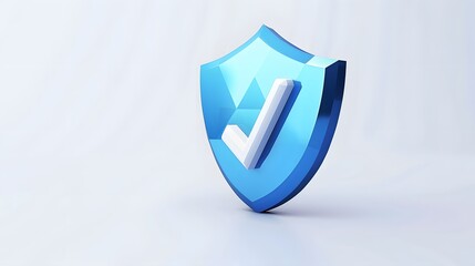 Wall Mural - cartoon 3d icon safety shield check mark perspective . blue symbol security safety icon. checkmark i