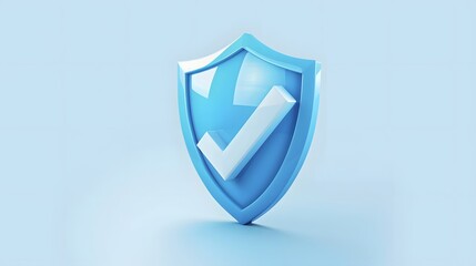 Wall Mural - cartoon 3d icon safety shield check mark perspective . blue symbol security safety icon. checkmark i