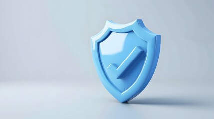Wall Mural - cartoon 3d icon safety shield check mark perspective . blue symbol security safety icon. checkmark i