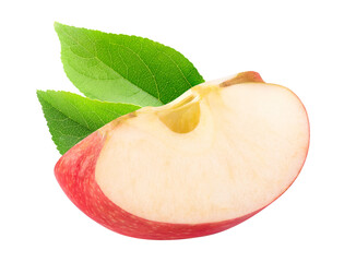 Aufkleber - One wedge of red apple with leaf isolated on white