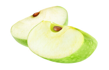 Wall Mural - two slices of green apple cutout