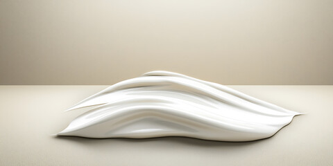 Wall Mural - Smooth white draped fabric resting on a neutral surface bathed in soft diffused light with subtle shadows.