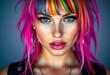 © iushakovsky - Portrait of a female with rainbow-dyed hair and edgy makeup