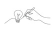 © Uttam - Continuous Line Drawing Hand Sketching Bright Lightbulb Idea