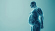 © BURINKUL - Digital Xraystyle image of an overweight person with minimal muscle mass, medical infographic showing muscle deterioration, scientific accuracy