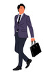 © Creative_Juice_Art - Businessman walking side view. Handsome young business man in formal office outfit. Stylish guy in suit with briefcase. Cartoon male Vector character realistic illustration
