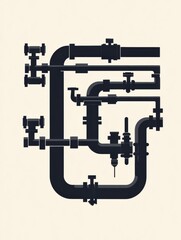 Leinwandbilder - Visualization of gas pipeline network with flow direction for efficient distribution. Generative AI