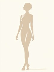 Aufkleber - Minimalist illustration showcasing slim female silhouette with accentuated waistline for artistic expression in modern design. Generative AI