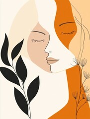 Leinwandbilder - Creative illustration celebrating female empowerment for International Womens Day in minimalist style. Generative AI