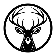 Wall Mural - a majestic deer head icon within a circular frame, symbolizing strength and elegance