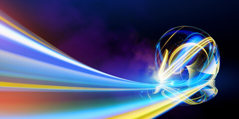 Wall Mural - swirl stage. neon glowing purple blue. abstract virtual fluorescent dark. sci fi technical concept. 