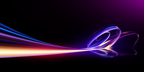 Wall Mural - swirl stage. neon glowing purple blue. abstract virtual fluorescent dark. sci fi technical concept. 