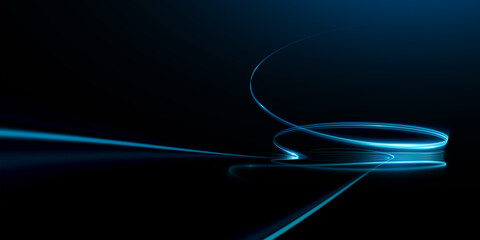 Wall Mural - swirl stage. neon glowing technical concept. abstract cyberpunk light trails. glint bright spiral. s