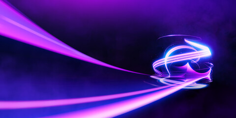 Wall Mural - swirl stage. neon glowing purple blue..abstract virtual fluorescent dark. sci fi technical concept..