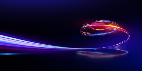 Wall Mural - swirl stage. neon glowing purple blue..abstract virtual fluorescent dark. sci fi technical concept..