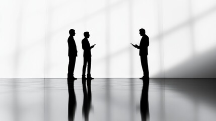 Wall Mural - Group of business professionals discussing ideas in a modern office setting with natural light during the daytime. Generative AI